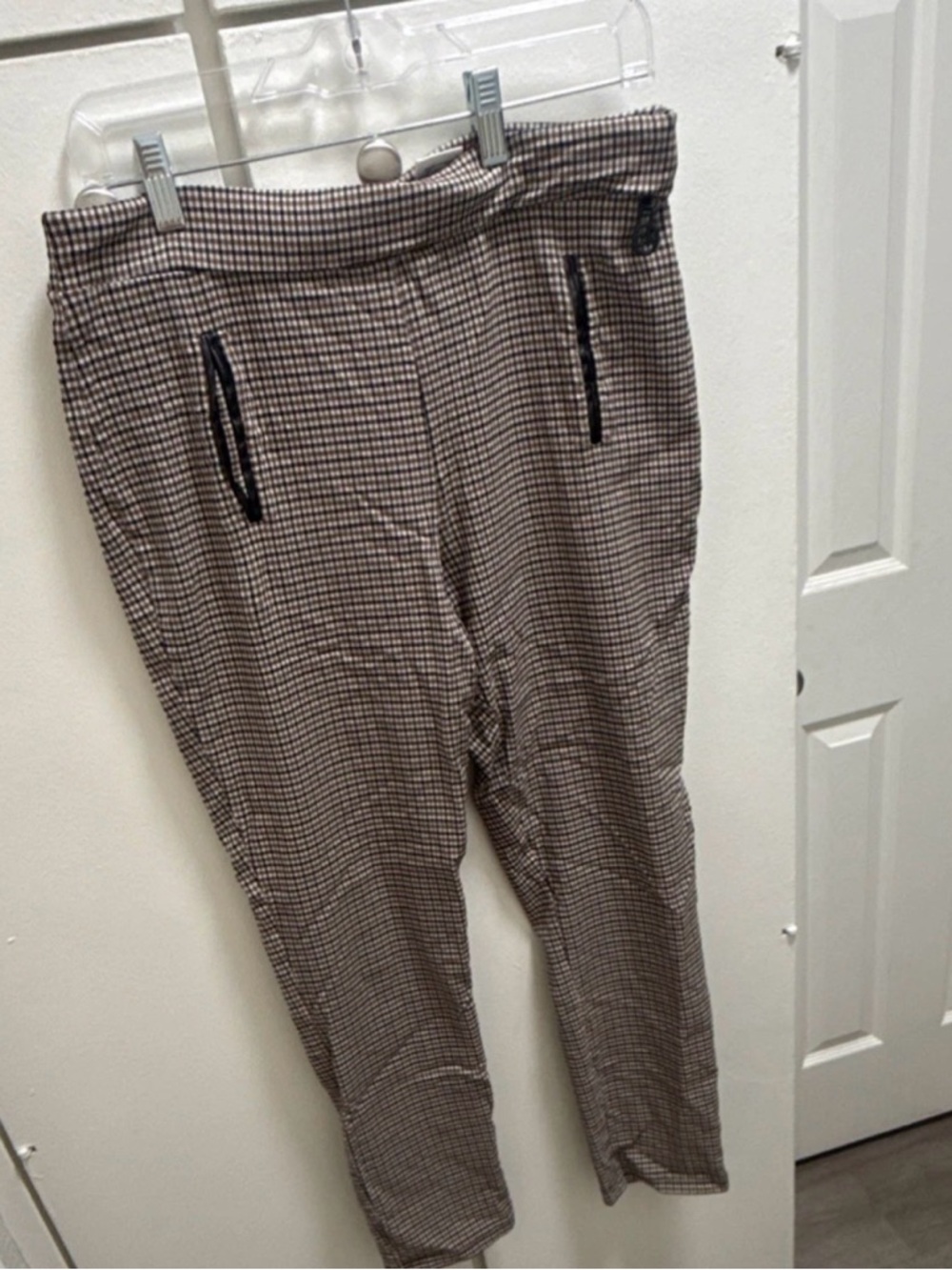 Calvin Klein Tan and Black Micro-Check Chinos